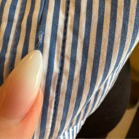 ALICE + OLIVIA Striped 3/4 Sleeve Exposed Zipper Poplin Crop Top Size XXS - Picture 5 of 5